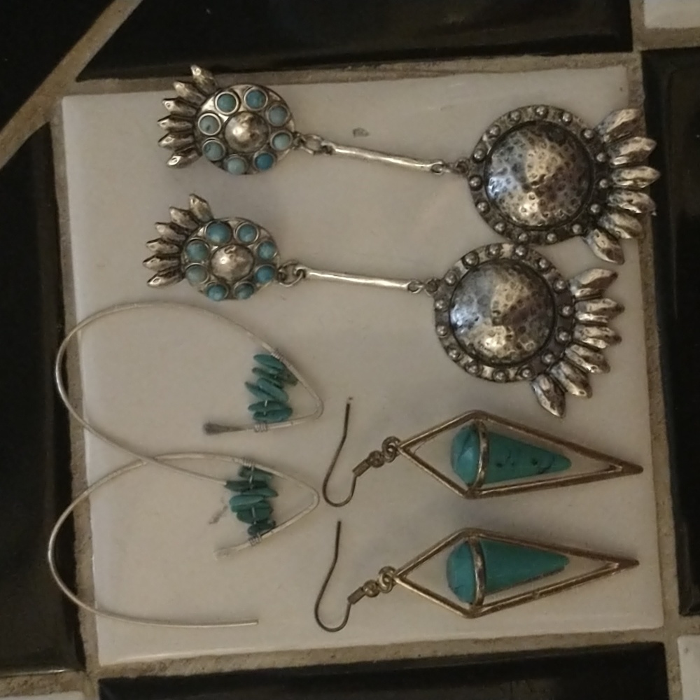 SOLD 3 Pairs of Earrings All with Turquoise NEW